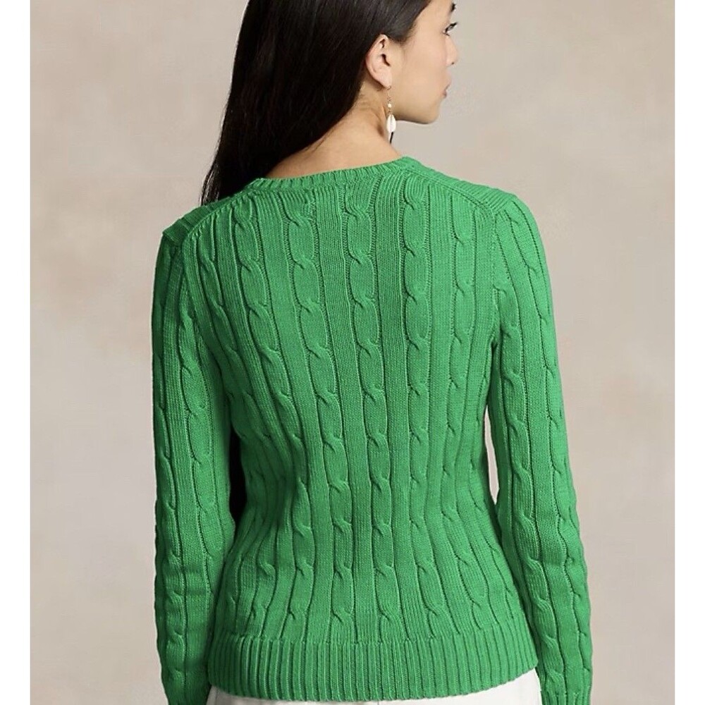 POLO Ralph Lauren Green Cable Knit Sweater XXL Classic Preppy Women’s - Picture 2 of 11